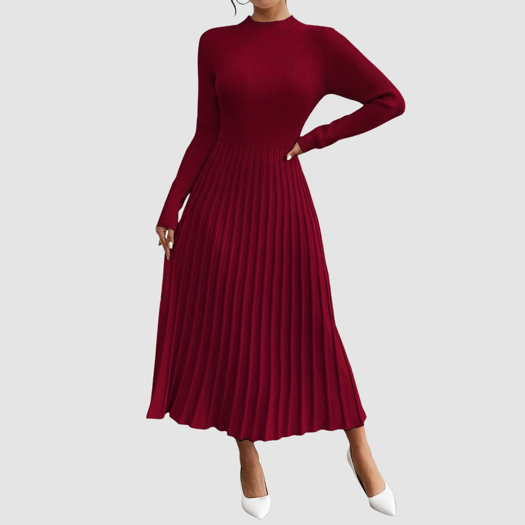Evelyn Grace | High-Neck Long-Sleeve Maxi Dress