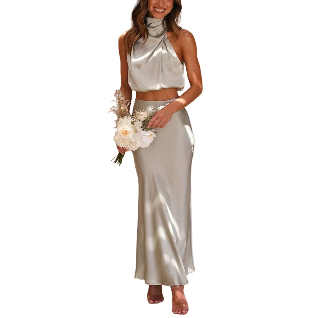 Emily | Satin Drape Maxi Set
