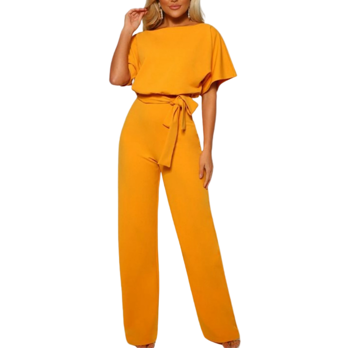 Wannon™ | Tie Front Batwing Sleeve Jumpsuit