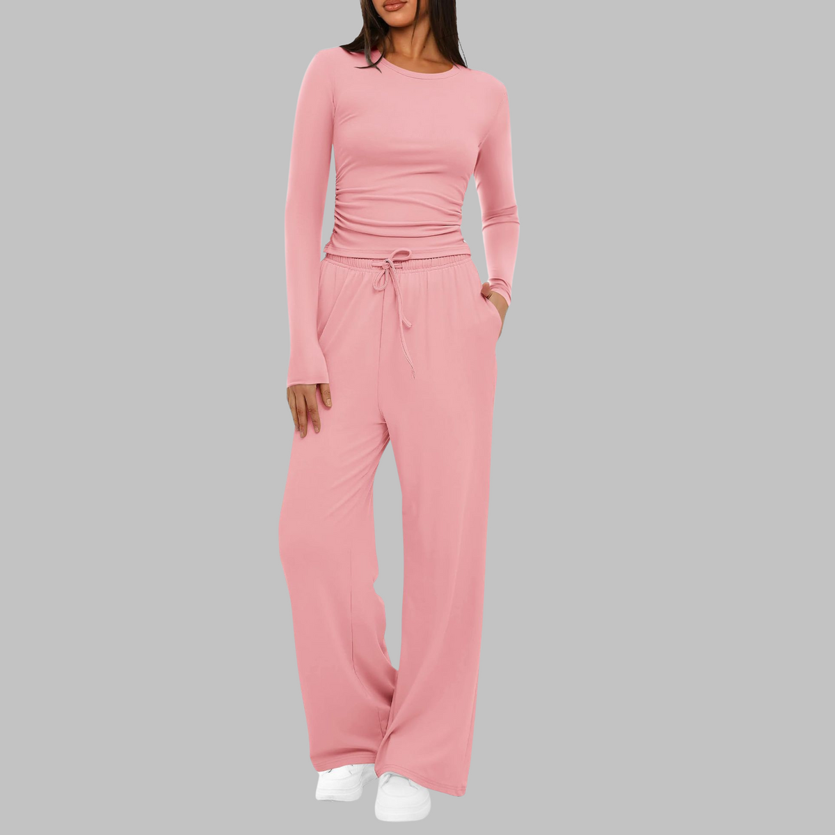 Belle™ | Long Sleeve Top and Wide Leg Pants Set
