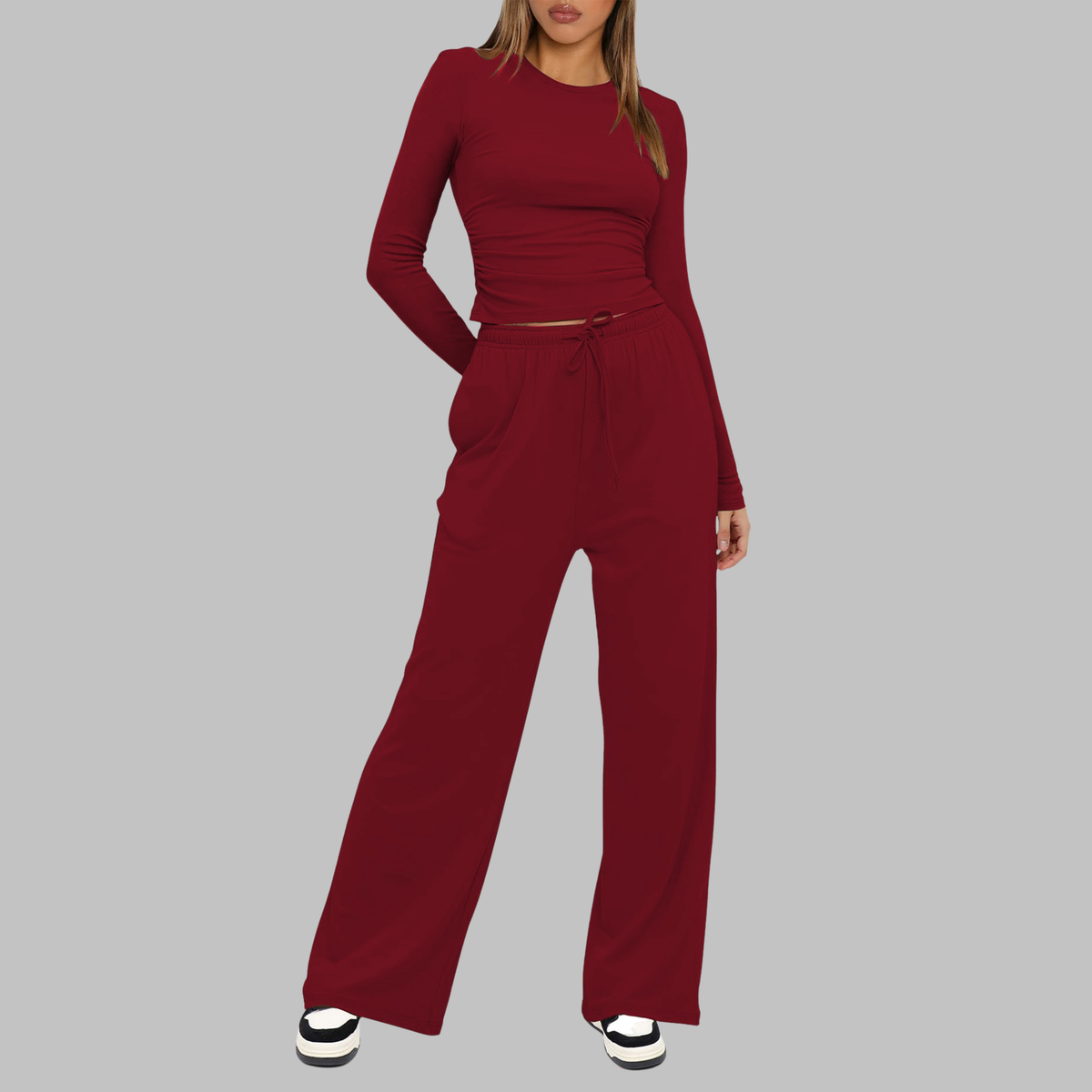 Janny™ | Long Sleeve Top and Wide Leg Pants Set