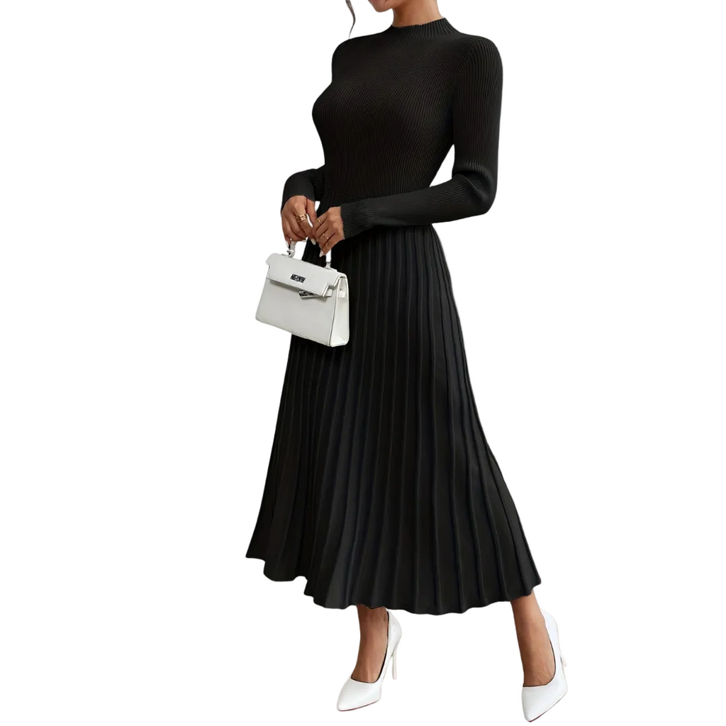Evelyn Grace | High-Neck Long-Sleeve Maxi Dress
