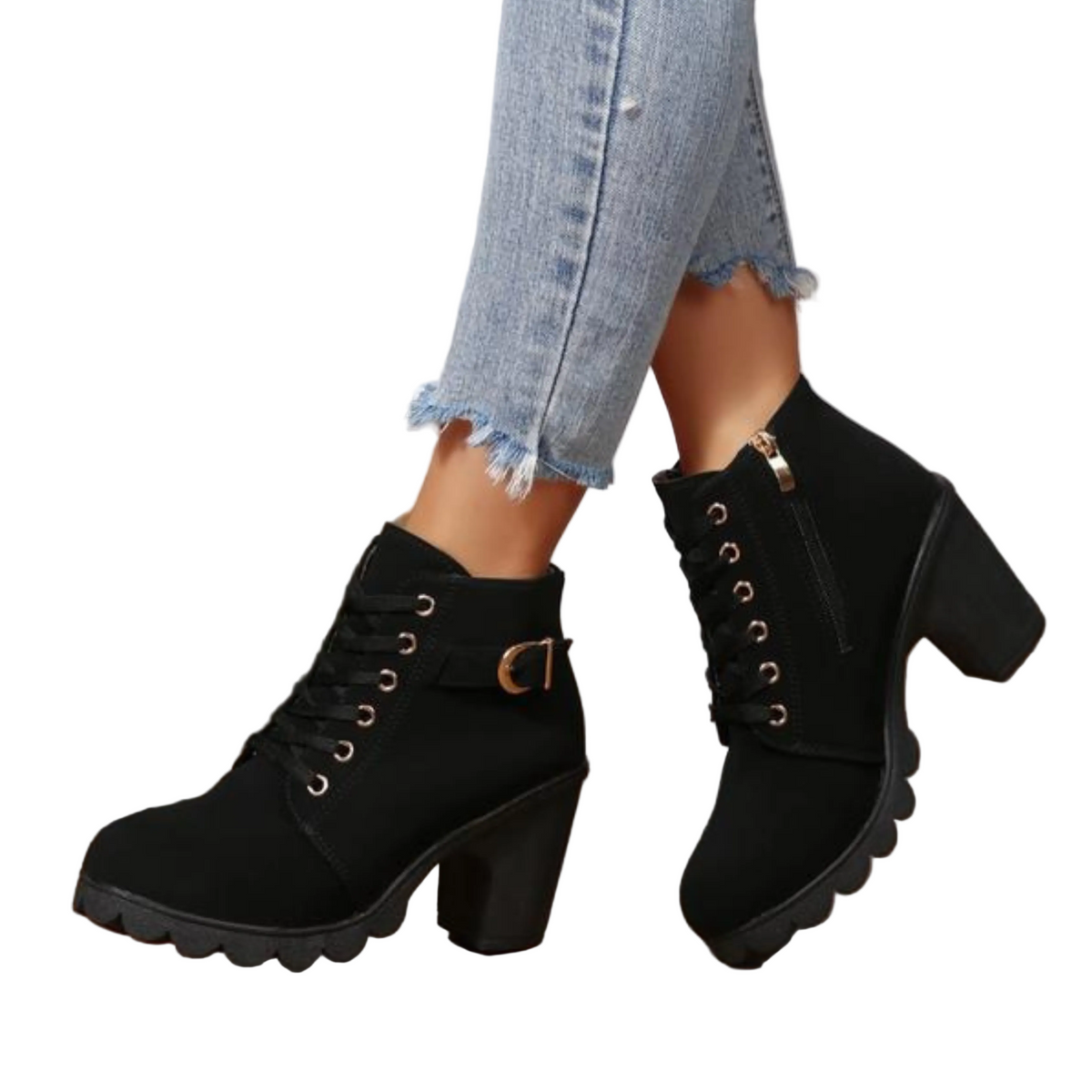 Katni™ | Lace-Up Chunky Ankle Boots