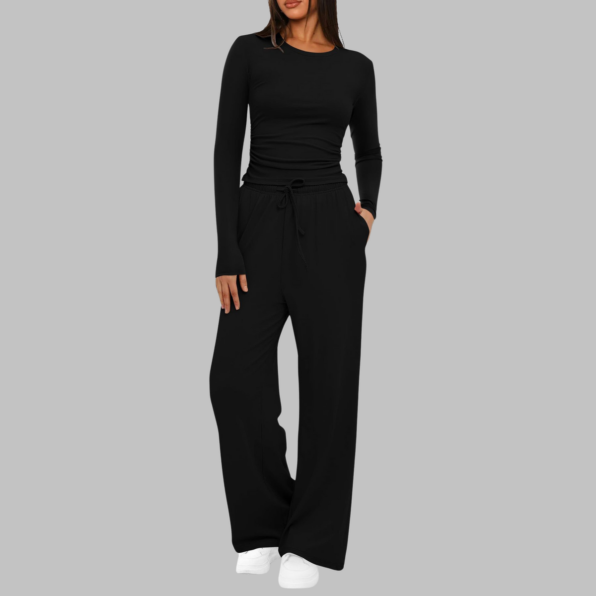 Belle™ | Long Sleeve Top and Wide Leg Pants Set