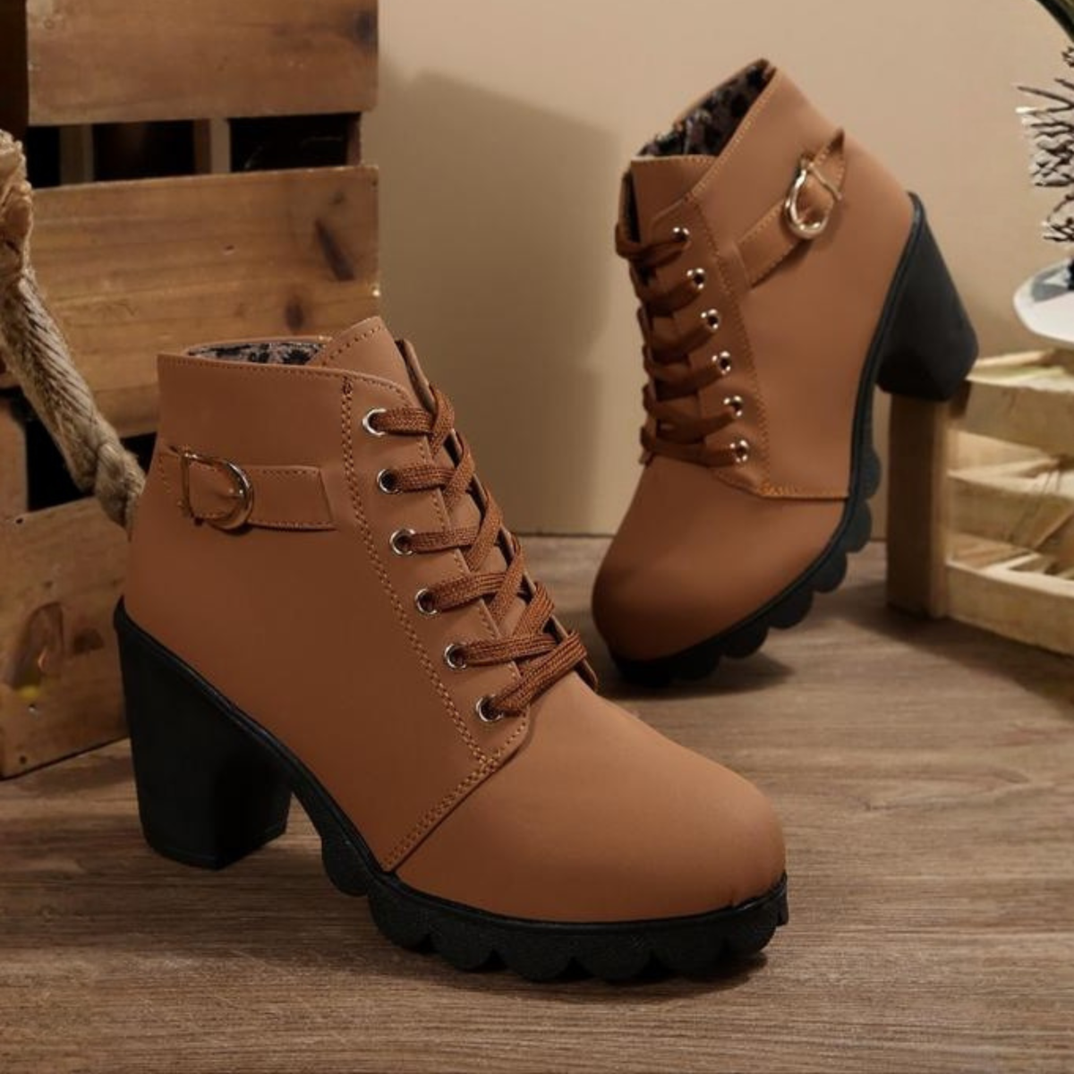 Katni™ | Lace-Up Chunky Ankle Boots