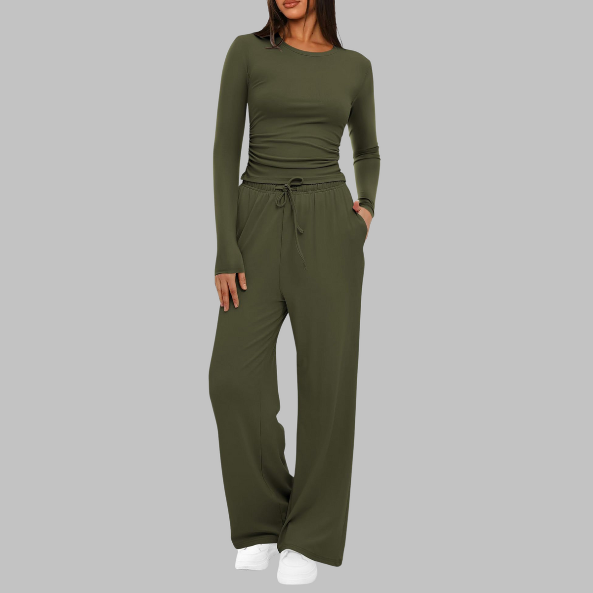 Belle™ | Long Sleeve Top and Wide Leg Pants Set