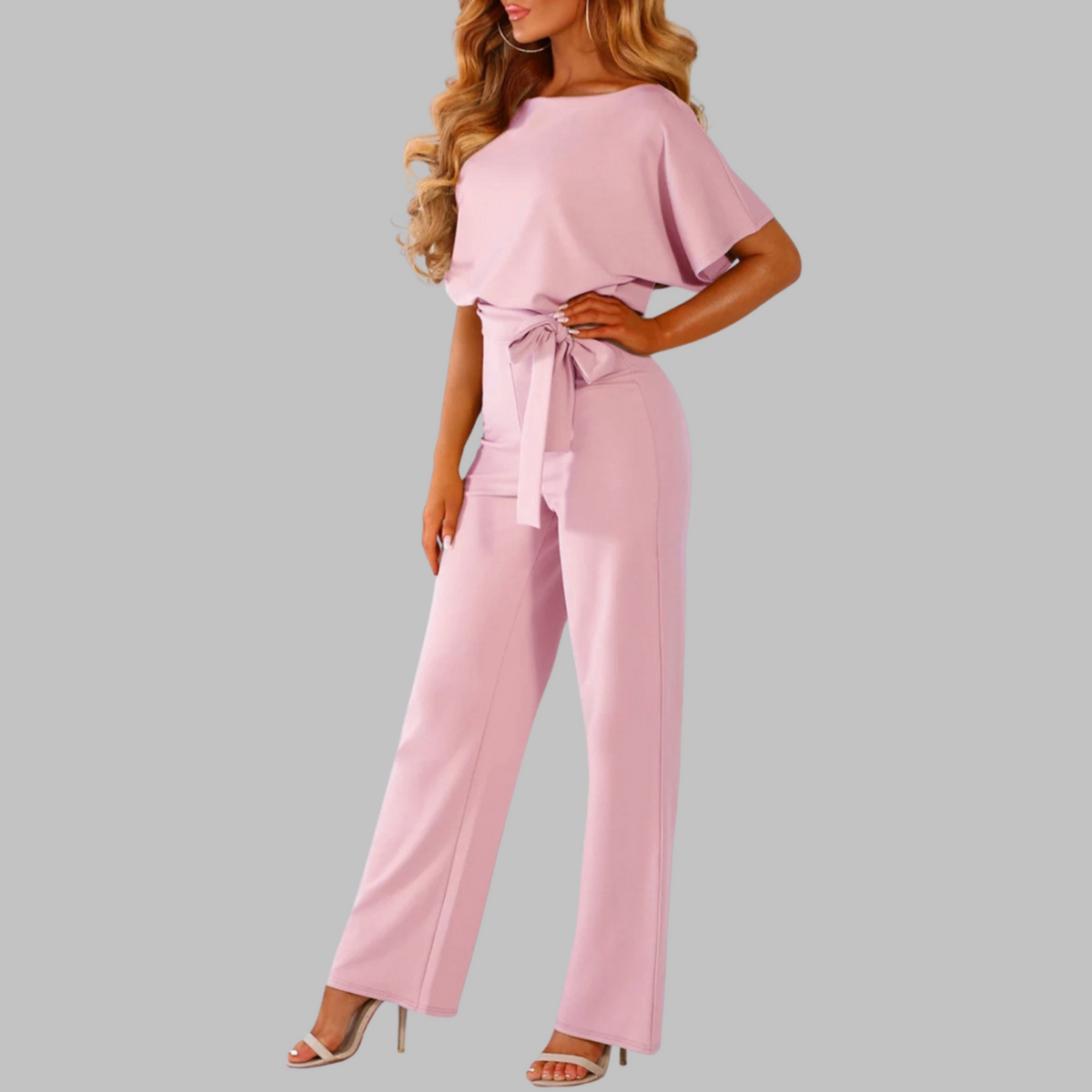 Wannon™ | Tie Front Batwing Sleeve Jumpsuit