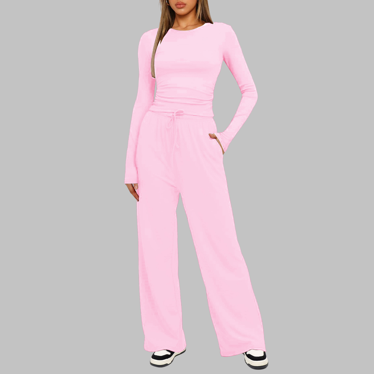 Janny™ | Long Sleeve Top and Wide Leg Pants Set