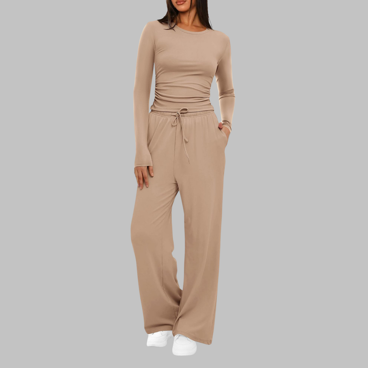 Belle™ | Long Sleeve Top and Wide Leg Pants Set