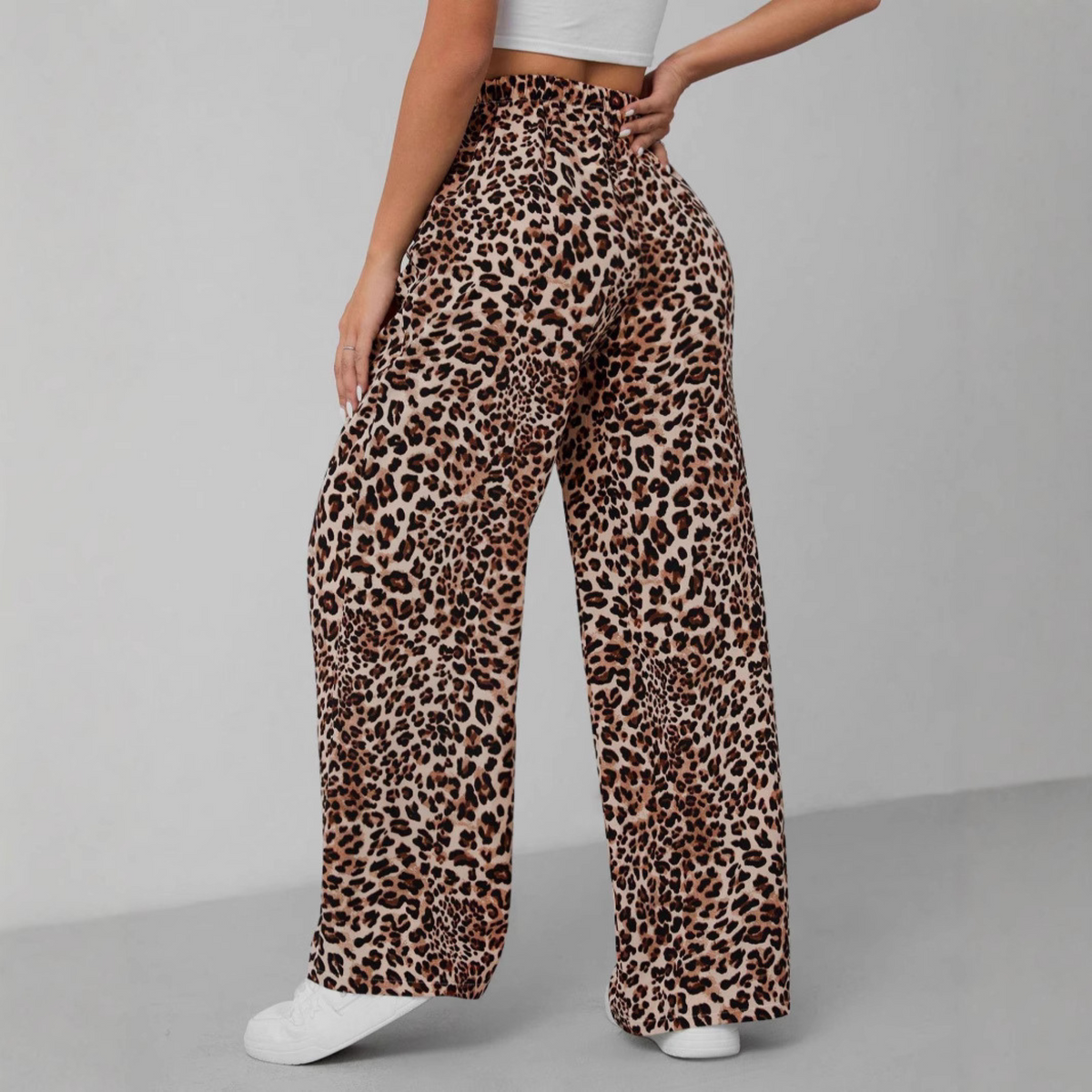 Syala™ | Leopard Tie Front Wide Leg Pants