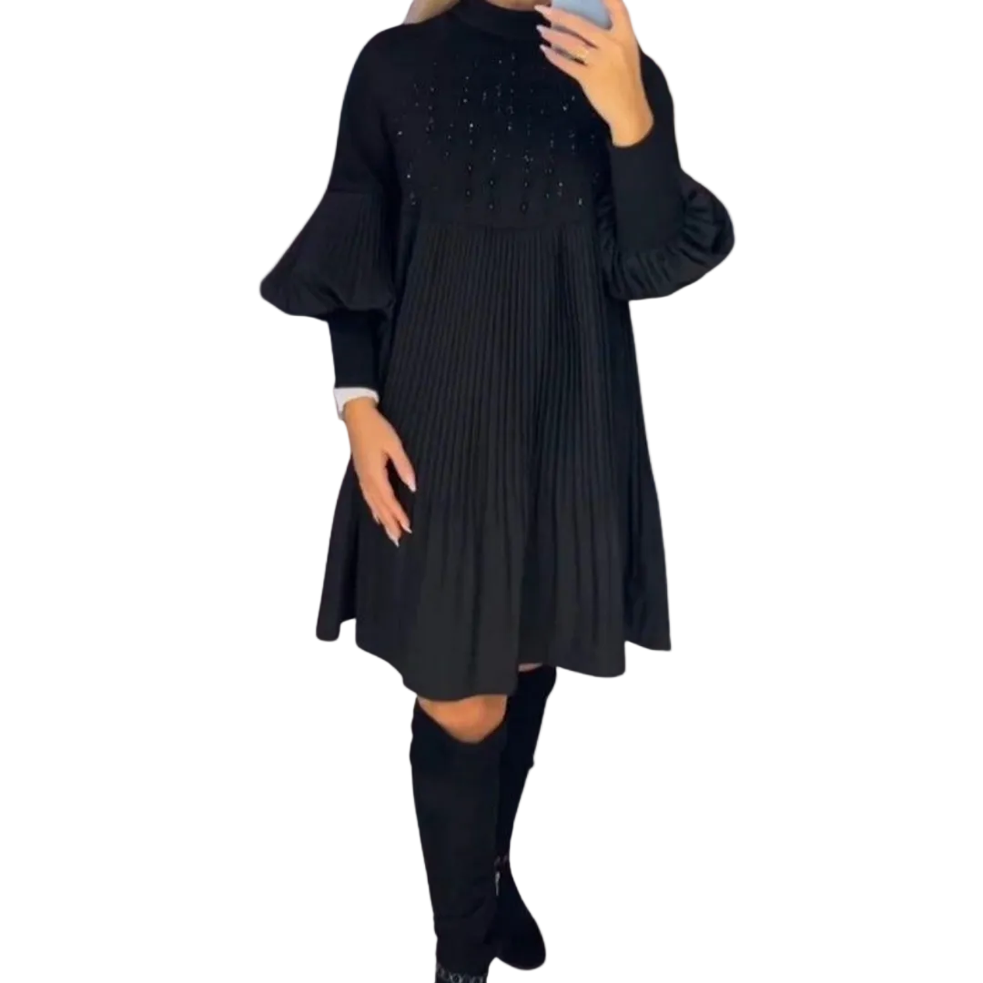Elodie | Pleated Puff-Sleeve Gown