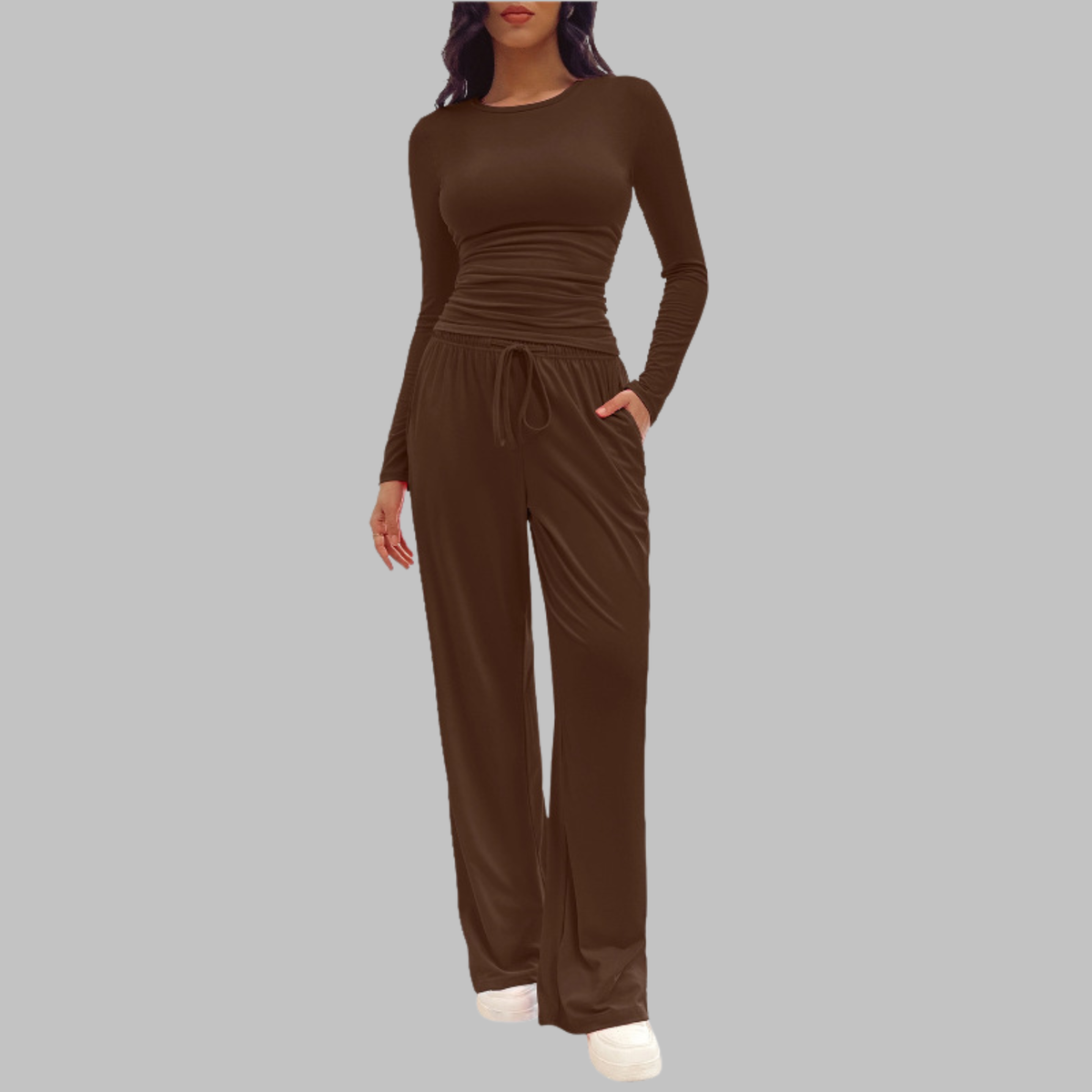 Janny™ | Long Sleeve Top and Wide Leg Pants Set