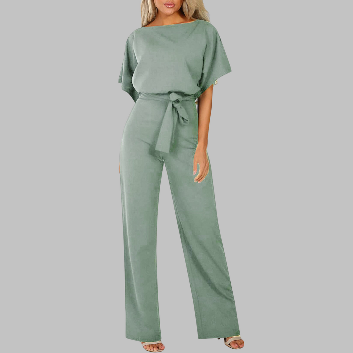 Wannon™ | Tie Front Batwing Sleeve Jumpsuit
