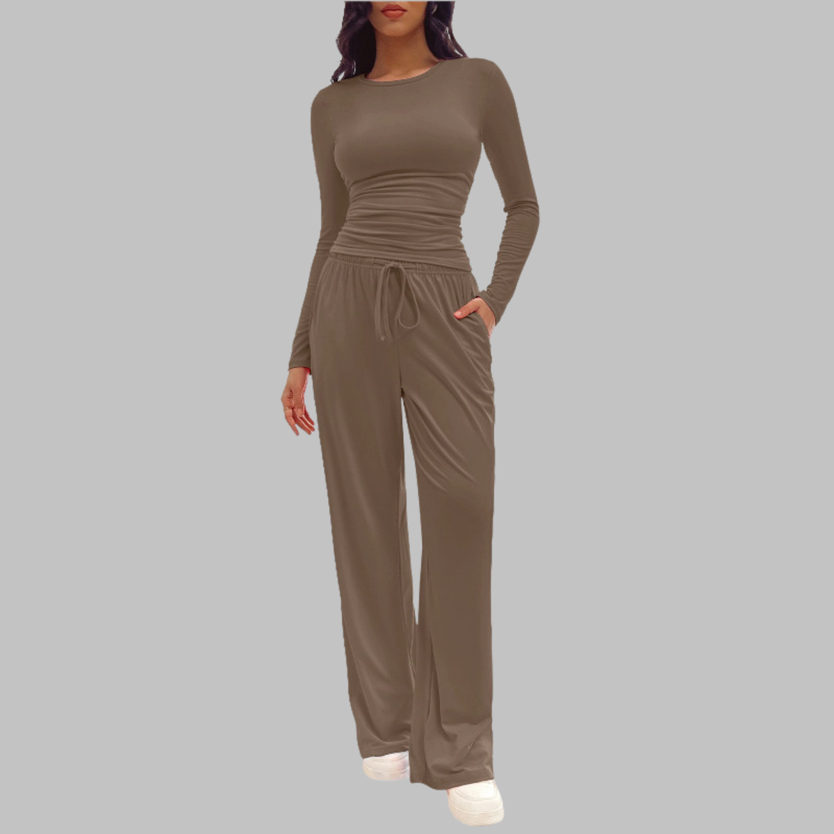 Janny™ | Long Sleeve Top and Wide Leg Pants Set