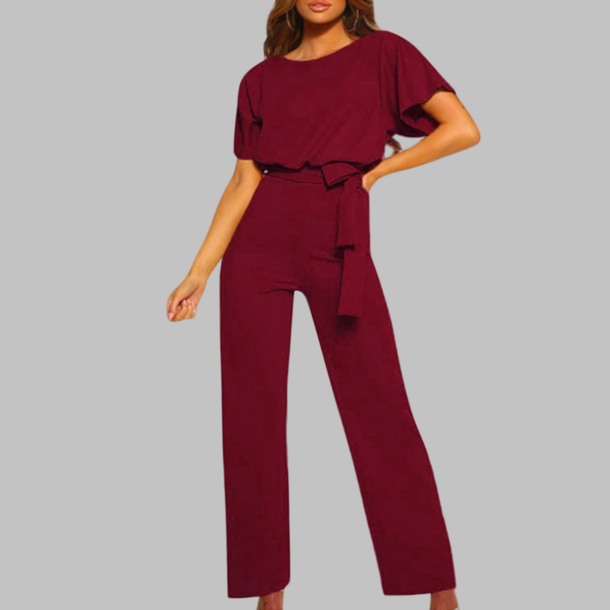 Wannon™ | Tie Front Batwing Sleeve Jumpsuit