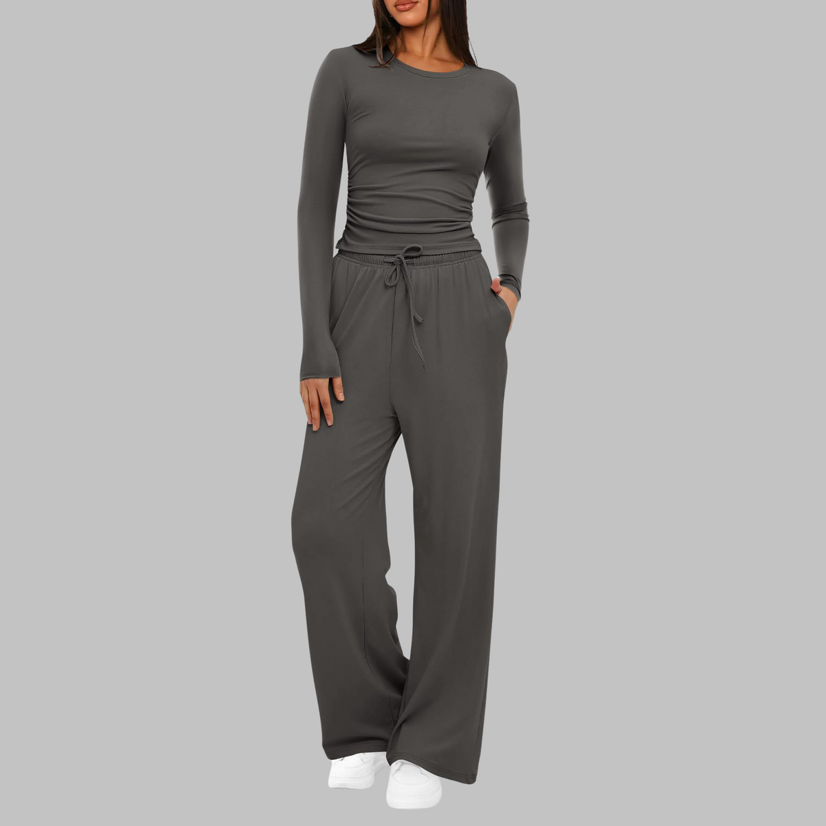 Belle™ | Long Sleeve Top and Wide Leg Pants Set