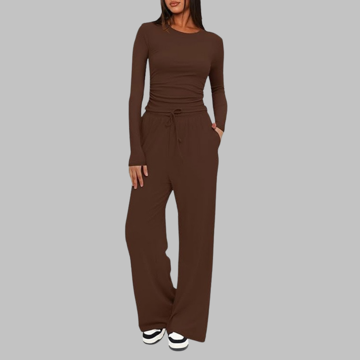 Belle™ | Long Sleeve Top and Wide Leg Pants Set