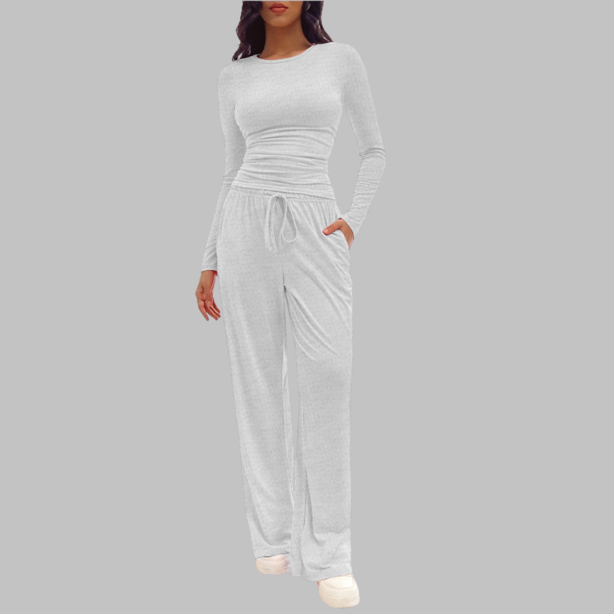 Janny™ | Long Sleeve Top and Wide Leg Pants Set