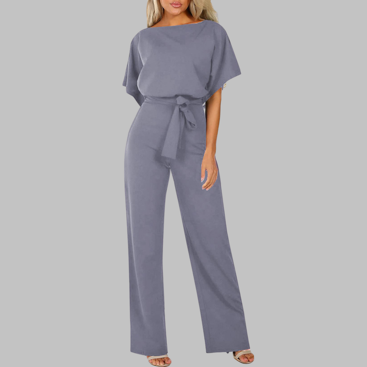 Wannon™ | Tie Front Batwing Sleeve Jumpsuit