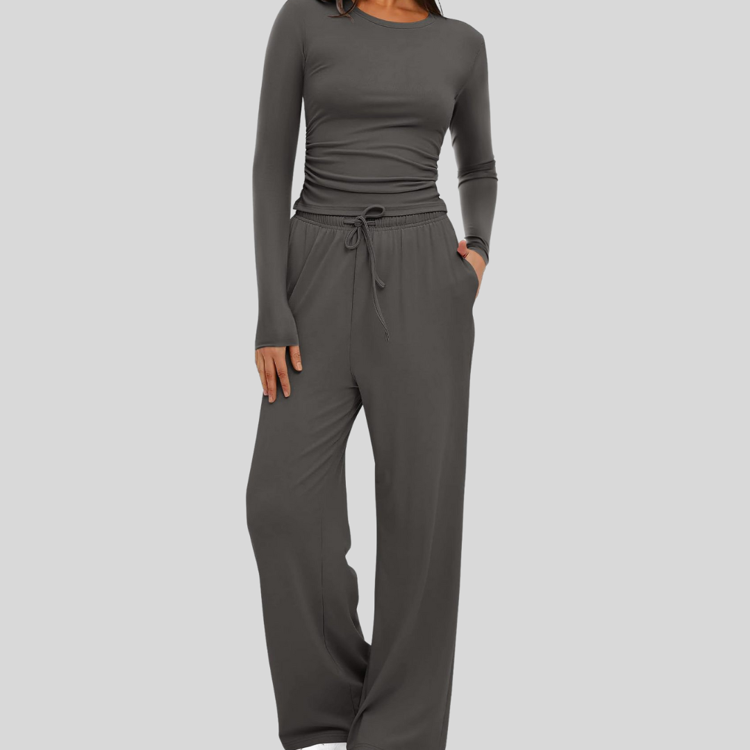 Janny™ | Long Sleeve Top and Wide Leg Pants Set