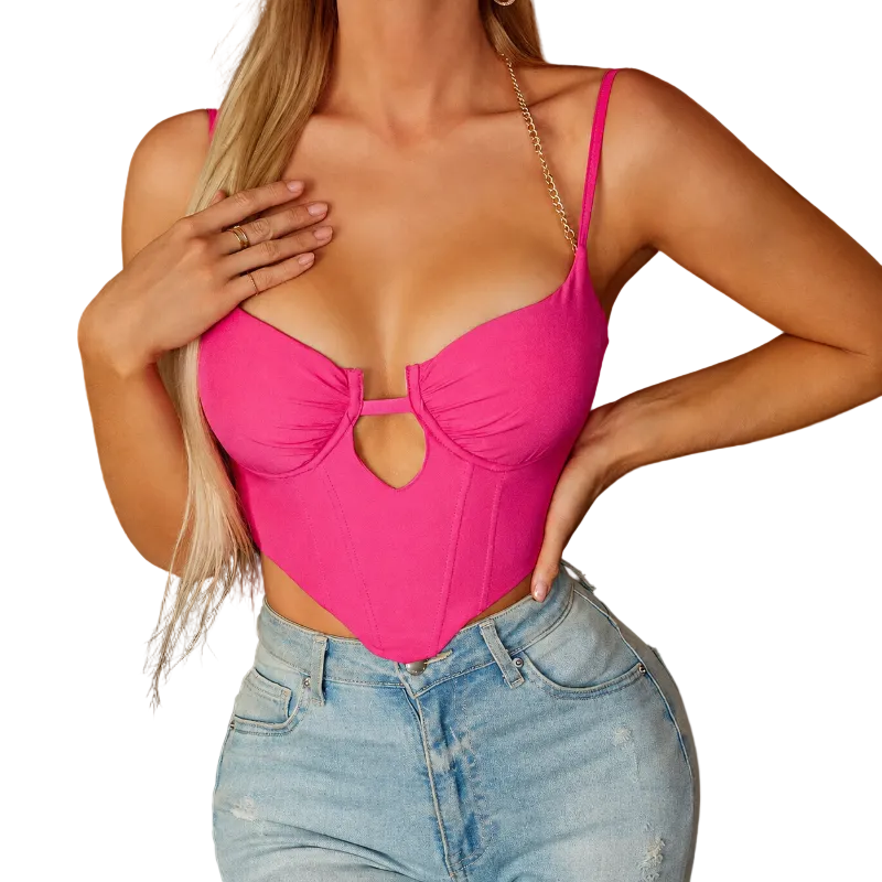 Amelia | Hollow-Out Chain Corset Top