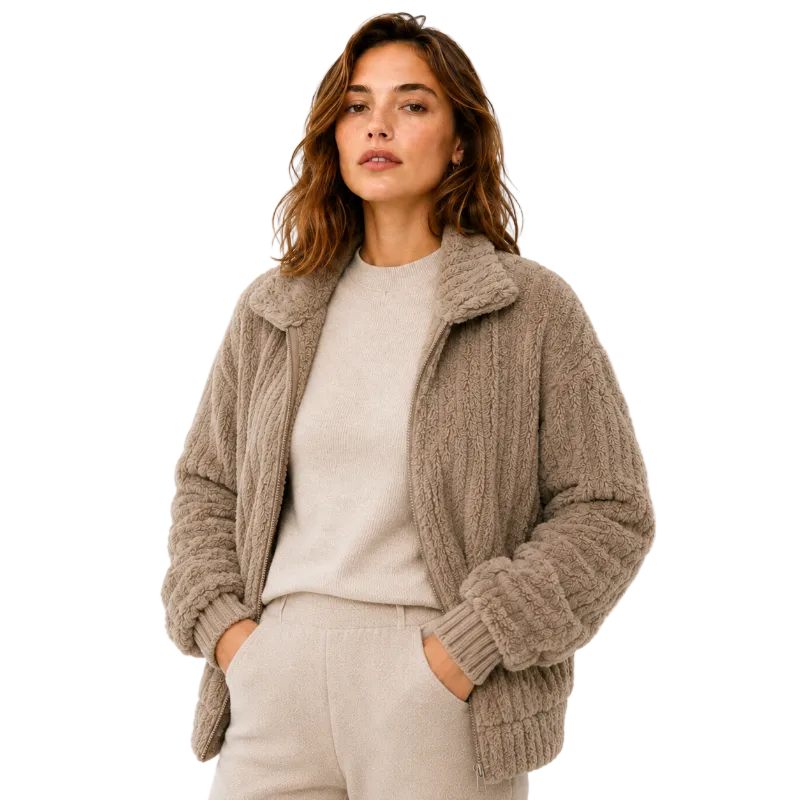 Frieda | Women's Fluffy Oversized Zipper Cardigan