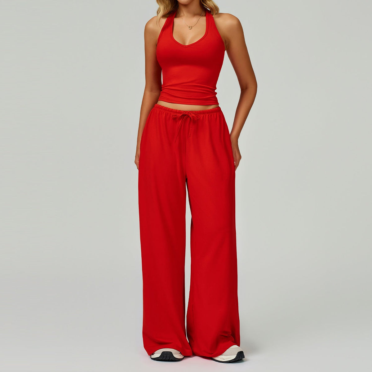 Dingding™ | Crop Tank Top and Wide Leg Pants Set