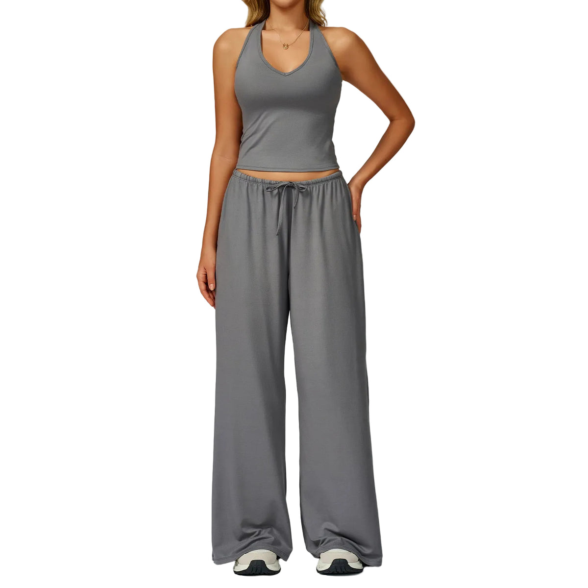 Dingding™ | Crop Tank Top and Wide Leg Pants Set