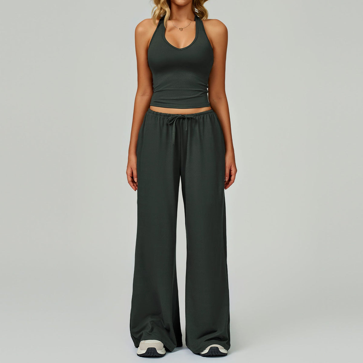Dingding™ | Crop Tank Top and Wide Leg Pants Set