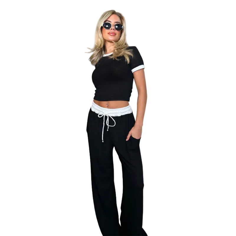Platu™ | Short Sleeve and Wide Leg Pants Set