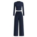 Mirela™ | Ribbed Knit Crop Top and Pants Set