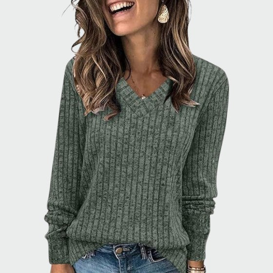 Deri | V-Neck Long Sleeve Top
